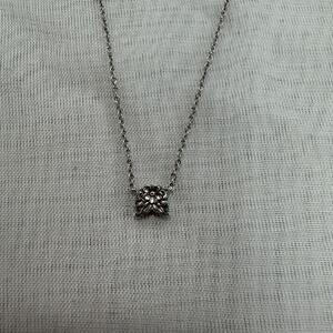 Sterling Silver Floral Necklace Stamped 925 Petite Unique Design 18 Inch Chain